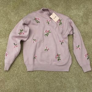 babydoll brand embroidered purple sweater
